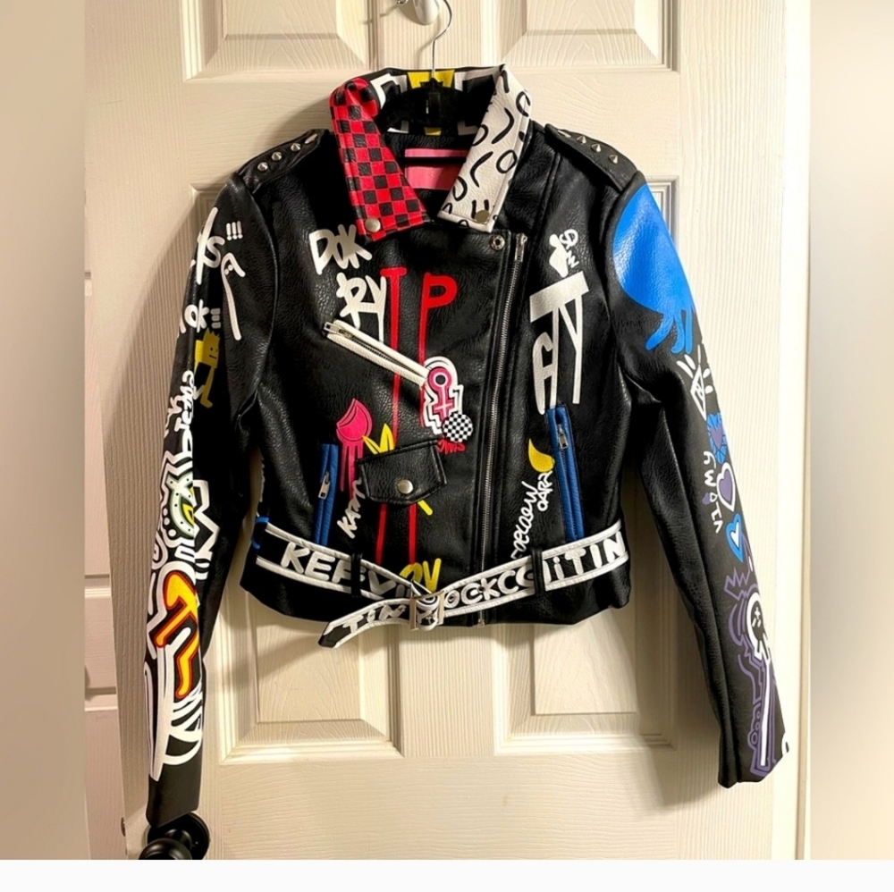 Azalea Wang Graffiti Moto Jacket Plus size